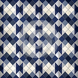 Classic Blue and Grey Geometric Diamond Pattern