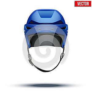 Classic blue Ice Hockey Helmet with glass visor photo