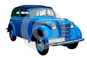 Classic blue retro car isolated