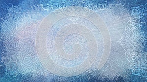 Classic blue textured glitter and watercolor background with mandalas photo