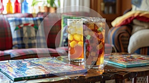 Classic board games and puzzles are available for guests to play while sipping on their sodas photo
