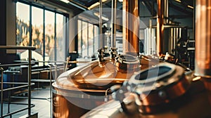 Classic Brewery Interior with Stainless Steel Equipment