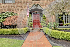 Classic brick house entrance