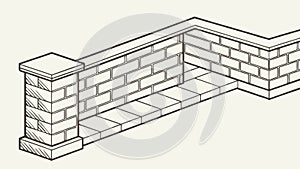 Classic Brick Wall Section, Architectural Background or Border, vector design Generative AI
