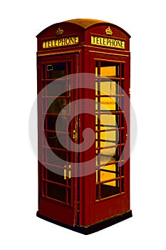 Classic British red phone booth in London UK