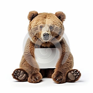 Classic brown bear, on blank background, exudes cuddly companionship