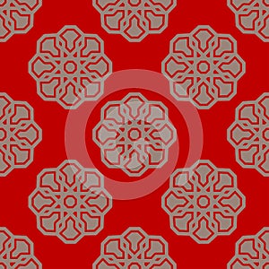 CLASSIC BROWN ORNAMENT PATTERN ON RED BACKGROUND