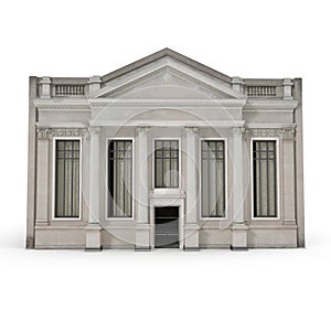 Classic Building with Columns on a white. 3D illustration