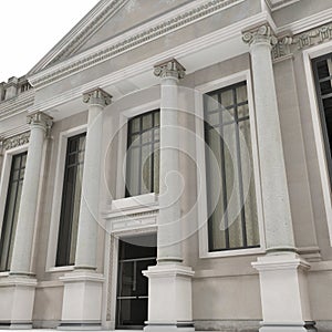 Classic Building with Columns on a white. 3D illustration