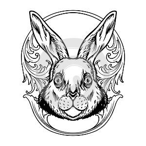 Classic bunny majesty with engraved frame outline