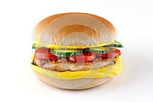 classic burger like in mcdonalds with chicken on white background for menu and website design of food delivery restaurant 1 photo
