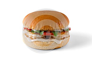 classic burger like in mcdonalds with shrimp on white background for menu and website design of food delivery restaurant 1 photo