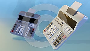 Classic calculator with a digital display and also have a paper tape roll for printing