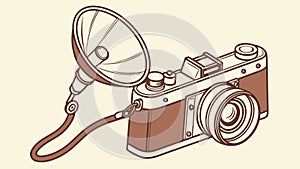 Classic Camera with External Flash Unit, Analog Feel, vector design Generative AI