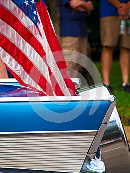 Classic Car with American Flag