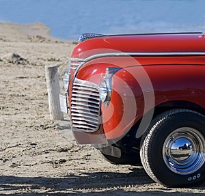 Classic car on beach