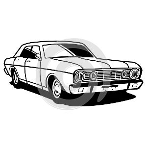 classic car black and white line art vector