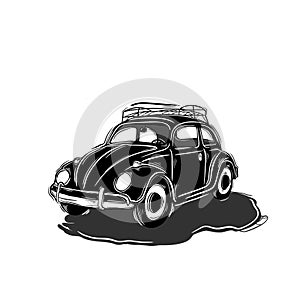 classic car blackwhite illustration vwcar