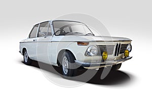 Classic car BMW 2002 side view isolated on white