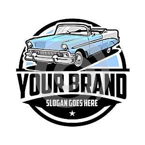 Classic Car Circle Emblem Logo Design Vector Art. Ready Made Vintage Logo Design Template. Best for Classic Automotive Restoration