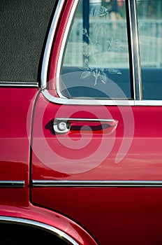 Classic car door close-up