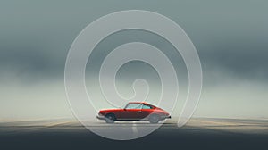 Alone In The Void: Minimalistic Automotive Photography In A Red Car photo