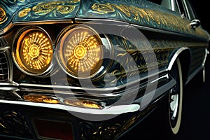 classic car headlights with intricate design
