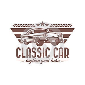 Classic Car logo template, vintage car logo, retro car logo