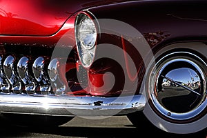 Classic Car: Red & Chrome Fender Shot