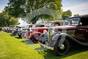 classic car show, with rows of beautifully preserved vehicles on display