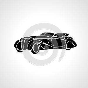 Classic car silhouette. Vector retro hot rod