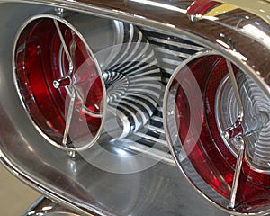 Classic Car Tail Lights Chrome Reflection