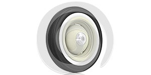 Classic car tyre isolated on white. 3d illustration