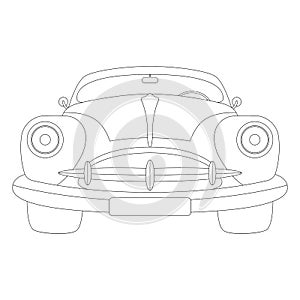 Classic car, vector illustration, lining draw