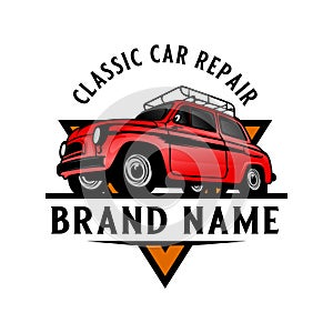 classic car vector logo design. classic car theme with vintage style