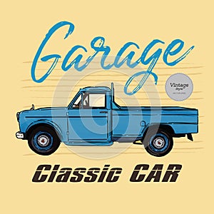 Classic car, vintage style. hand draw vector