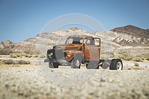 Classic car wreck in the American Southwest, USA