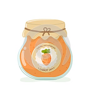 Classic carrot jam jar with label