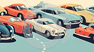 Classic cars as icons of automotive history, with vintage models, retro aesthetics, and timeless designs, AI generative