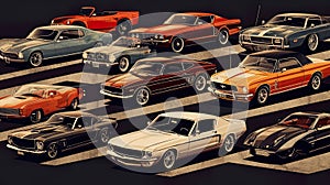 Classic cars as icons of automotive history, with vintage models, retro aesthetics, and timeless designs, AI generative