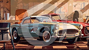 Classic cars as icons of automotive history, with vintage models, retro aesthetics, and timeless designs, AI generative