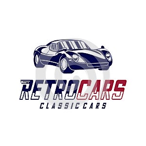 Classic cars logo design vector illustrations. Vintage Automotive with retro classic car logo