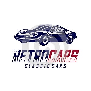 Classic cars logo design vector illustrations. Vintage Automotive with retro classic car logo