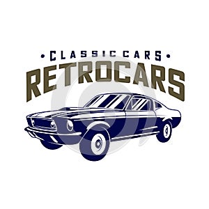 Classic cars logo design vector illustrations. Vintage Automotive with retro classic car logo