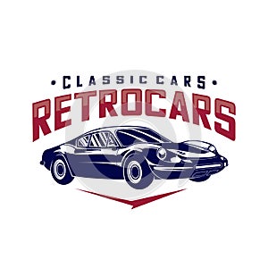 Classic cars logo design vector illustrations. Vintage Automotive with retro classic car logo