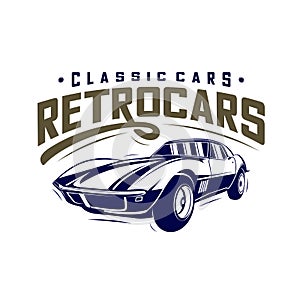 Classic cars logo design vector illustrations. Vintage Automotive with retro classic car logo