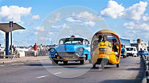 Classic cars on the maleconin cuba havana city