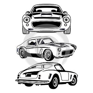 CLASSIC CARS RACING SERIES LOGO DESIGN ILLUSTRATION