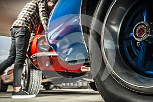 Classic Cars Restoration Mechanic Examine Vehicle