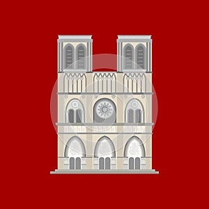 CLASSIC CATHEDRAL ON RED BACKGROUND